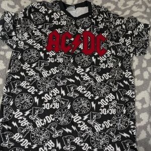 2/25$ AC/DC Short Sleeve Tee - Black, White, and Red